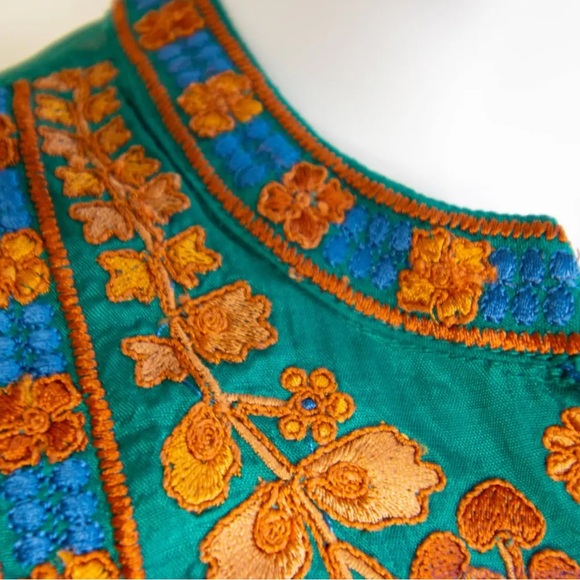 Soft Surroundings Sheer Blouse Embroidery Tassels Bell Sleeve Sz Small - Picture 9 of 12